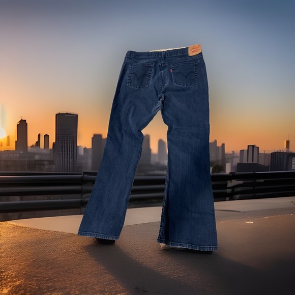 Levi's 515 Bootcut Jeans Womens 14 Blue  Denim Pockets Dark Wash - Picture 1 of 7